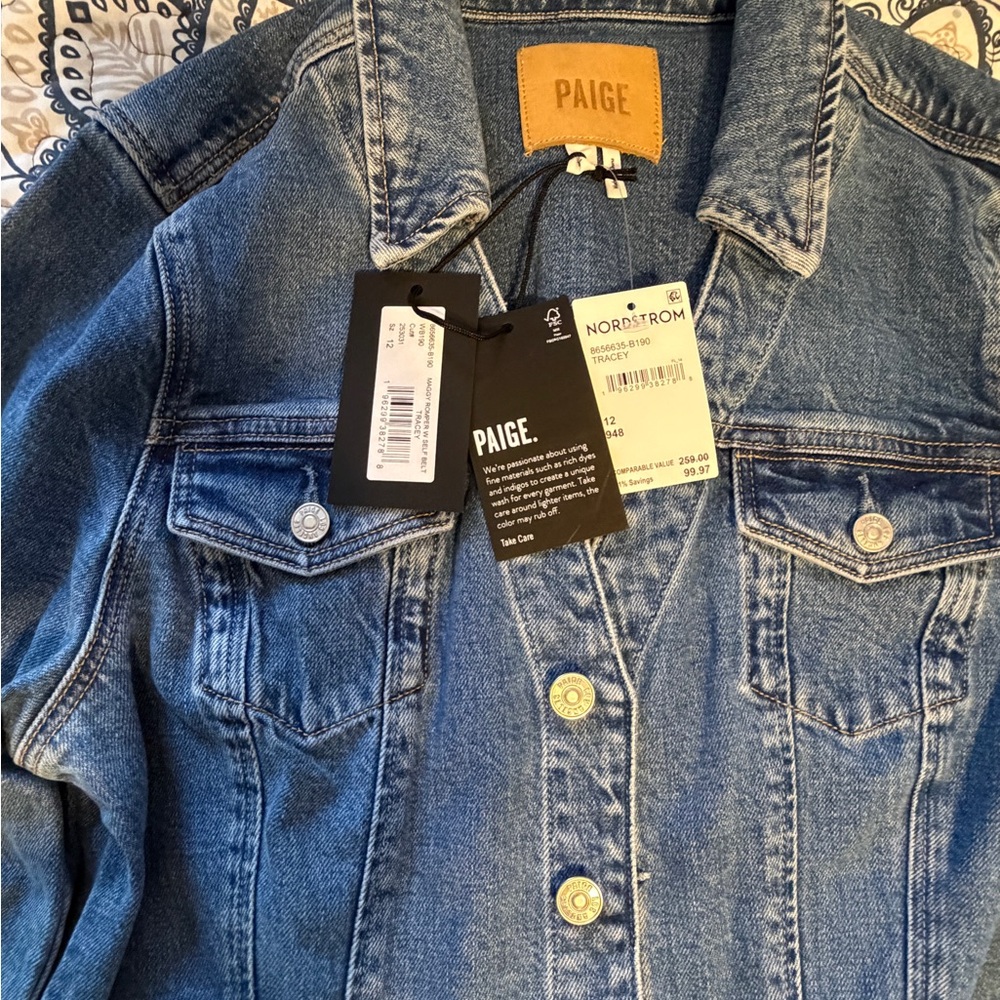 NWT PAIGE jeans Maggy Tie Waist Long Sleeve Denim Romper size 12 - Picture 4 of 8
